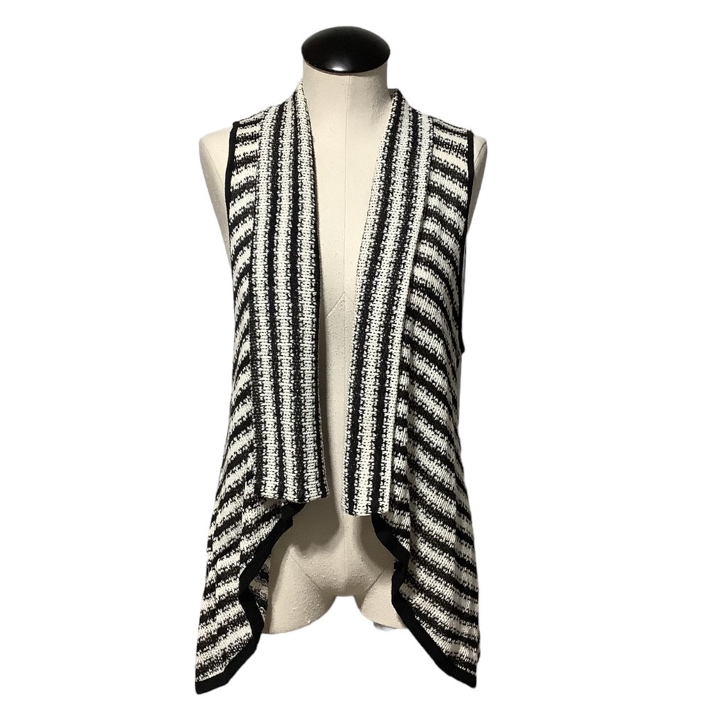 MAUVE x ANTHROPOLOGIE Black & White Open‎ Cardigan Vest - Size L